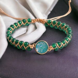 Green treasure - achát ásványkarkötő