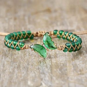 Green butterfly - állítható ásványkarkötő