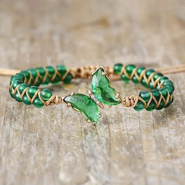 Green butterfly - állítható ásványkarkötő